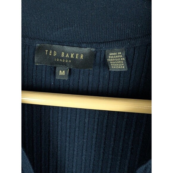 Ted Baker Navy Blue Knit Dress Sz M Collared Preppy Nautical Quiet Fashion 155 - Picture 3 of 10